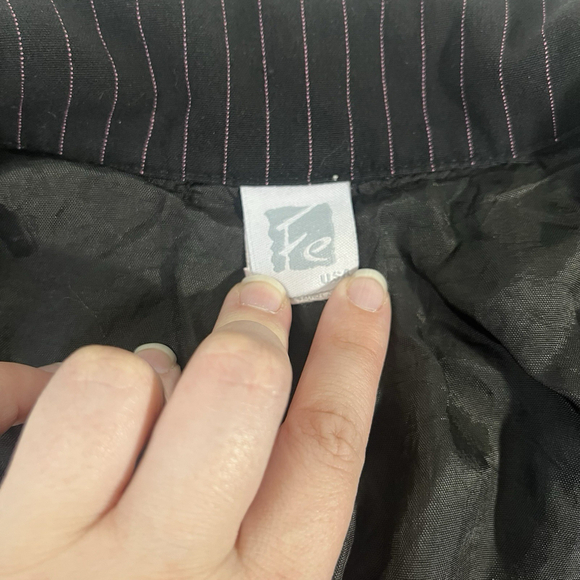 FE USA Business Casual Black Pinstripe One Button Blazer Medium - Picture 3 of 9